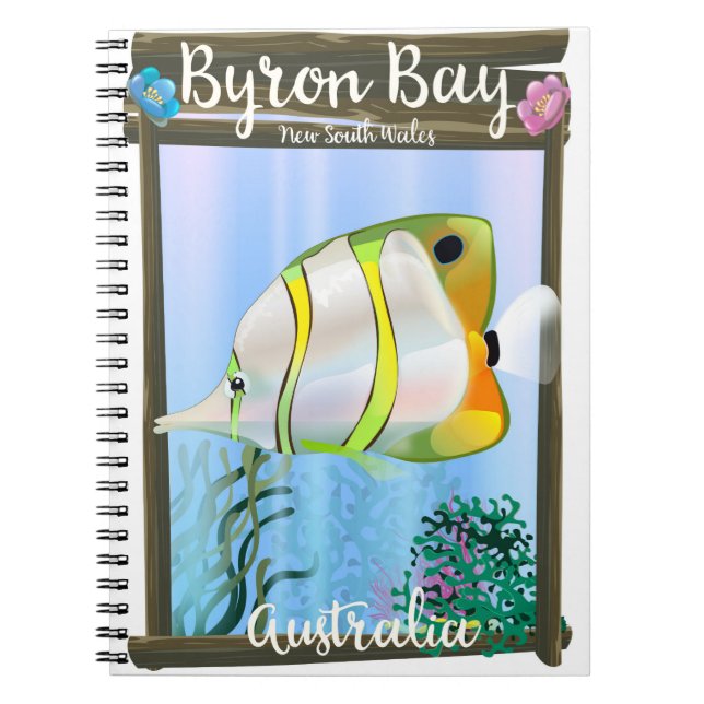Byron Bay Australien reseskylt. Anteckningsbok (Framsidan)