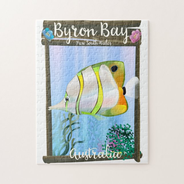 Byron Bay Australien reseskylt. Pussel (Vertikal)