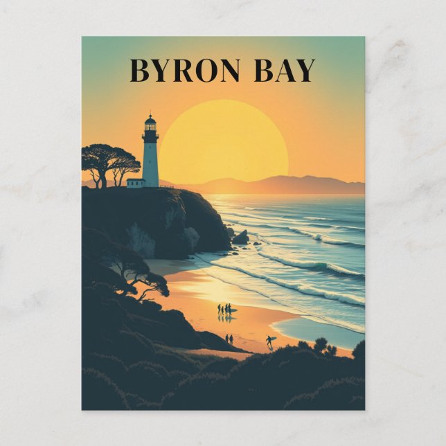Byron Bay Australien Retro Resa Fyrtorn Vykort (Framsida)