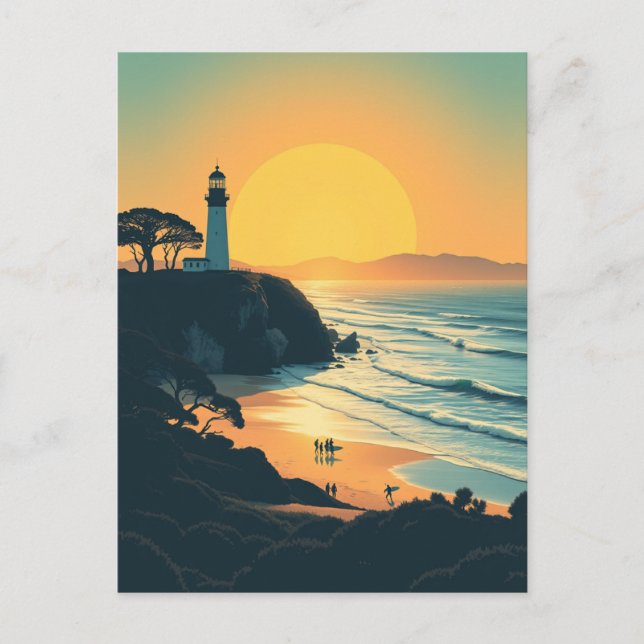 Byron Bay Australien Retro Resemål Lantern Vykort (Framsida)