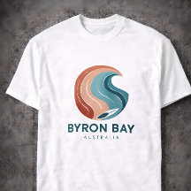 Byron Bay Australien Retro Wave Logotyp T-Shirt Vi