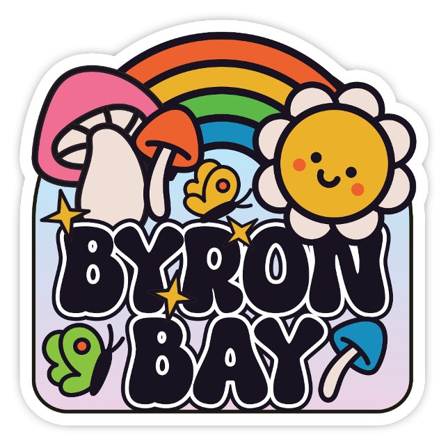 Byron Bay, NSW Australia Sticker Klistermärken (Byron Bay NSW Australia Groovy Hippy Sticker)