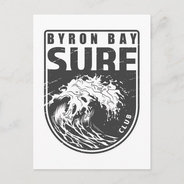 Byron Bay Surfa Klubb Australien Emblem Vykort (Framsida)