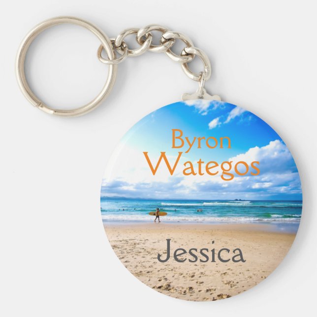 Byron Bay Wategos Beach-Personligen Nyckelring (Framsidan)