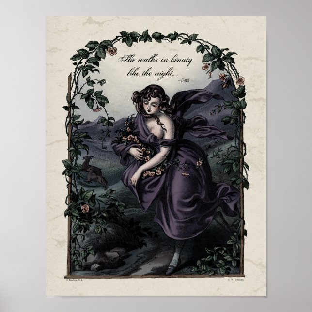 Byron "Hon Walks in Beauty" Victorian Art 11x14 Poster (Framsidan)