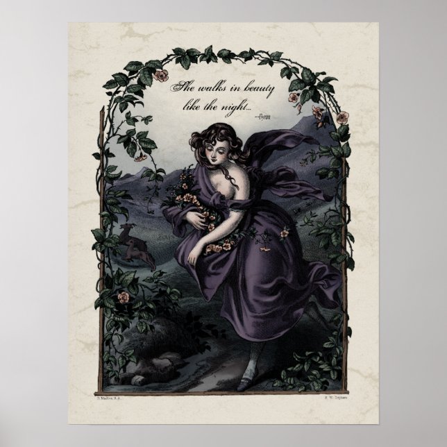 Byron "Hon Walks in Beauty" Victorian Art 17x22 Poster (Framsidan)