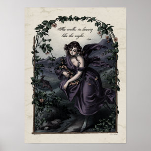 Byron "Hon Walks in Beauty" Victorian Art 18x24 Poster