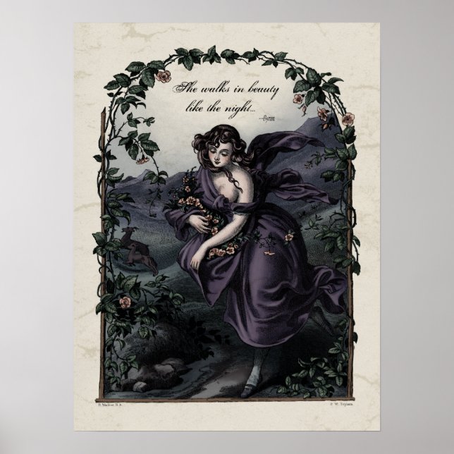 Byron "Hon Walks in Beauty" Victorian Art 18x24 Poster (Framsidan)