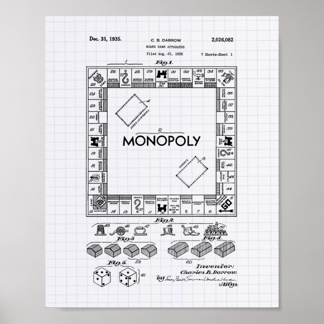 Byrspel Apparatus 1935 Patent Art - Led Peper Poster (Framsidan)