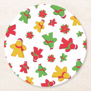 Byrspel Meeple jul Mönster Underlägg Papper Rund
