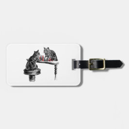 Byrspel två katter som spelar Chess Match Red Bagagebricka