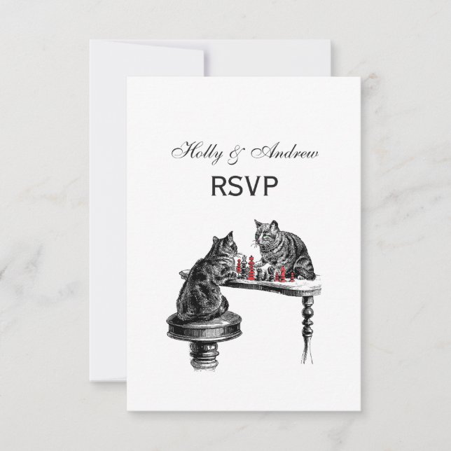 Byrspel två katter som spelar Chess Match Red OSA Kort (Framsida)