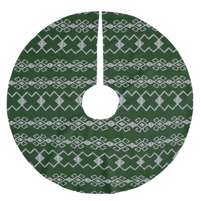 Bysans Grönt & Silver Julgransmatta Borstad Polyester (Framsidan)