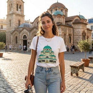 Bysantinsk arkitektur Teal Dome-katedral T Shirt