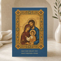 bysantinsk ikon av den heliga familjen bön