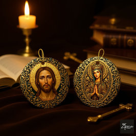 Bysantinsk Kristus-ikon - Jesus Julgransprydnad Keramik