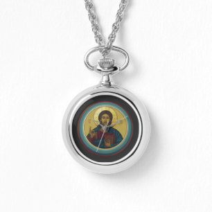 Bysantinsk Kristus Pantokrator Rund Mosaikkonst Armbandsur
