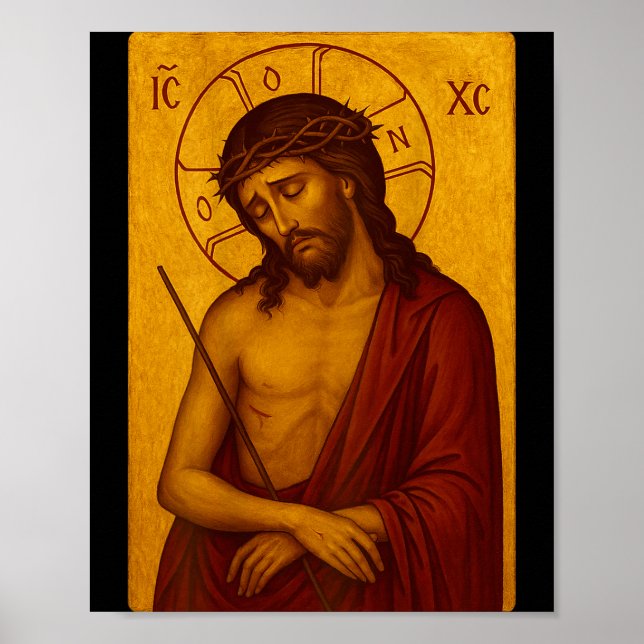 Bysantinsk ortodox ikon av Jesus Kristus Den Poster (Framsidan)