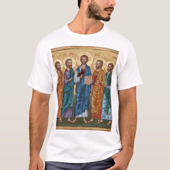 Bysantinska ikon för Kristus och Apostles T Shirt (Framsida)