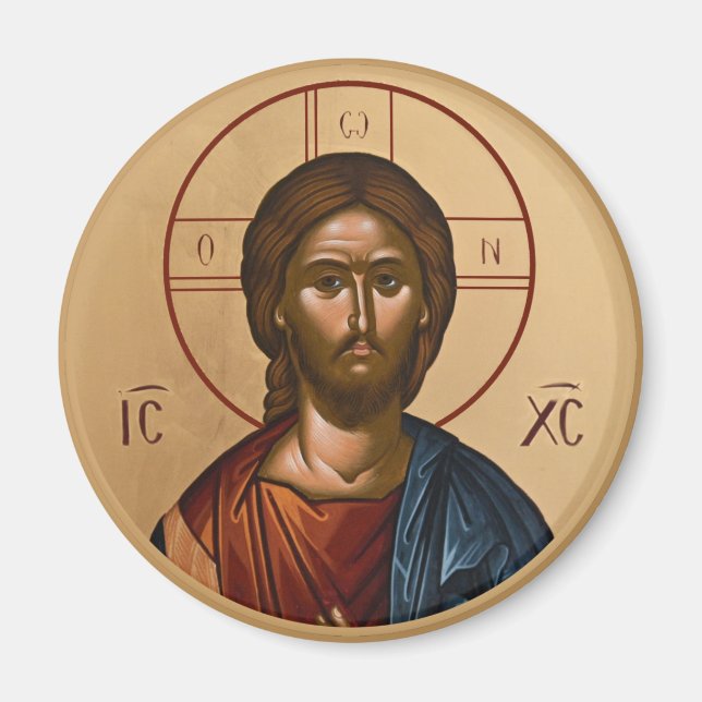 Bysantinska kristna ortodoxa ikoner: Jesus Kristus Magnet (Framsidan)