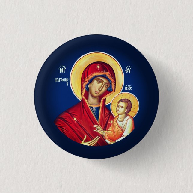 Bysantinska kristna ortodoxa ikoner: Virgin Mary Knapp (Framsida)