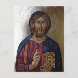 Bysantisk ikon för Kristus Pantocrator Vykort
