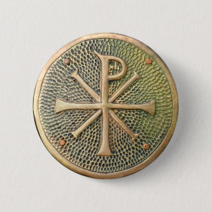 Bysantisk kor-symbol metall medallion historia anc knapp