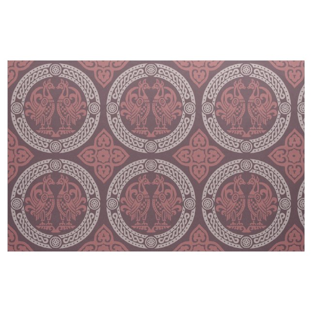 Bysantiska fåglar, tranberry Red Tyg (Fat Quarter)