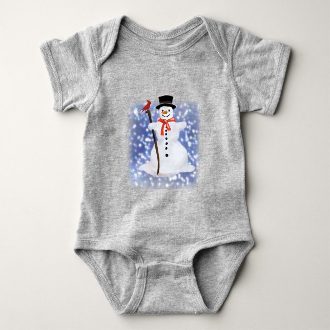 Bysdräkosten snögubbe baby t shirt (Framsida)