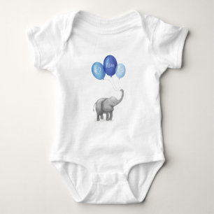 Bysdräkt av Cute elephant personlig baby (blått) T Shirt
