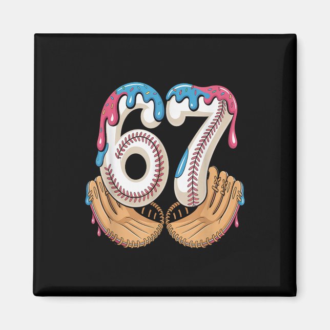 Bysebyll 67 - Ice Cream Drip 67 Meme Funny Player  Magnet (Framsidan)