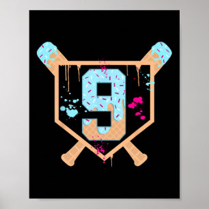 Bysebyll 9 år gammal glass Drip 9-års födelsedag B Poster