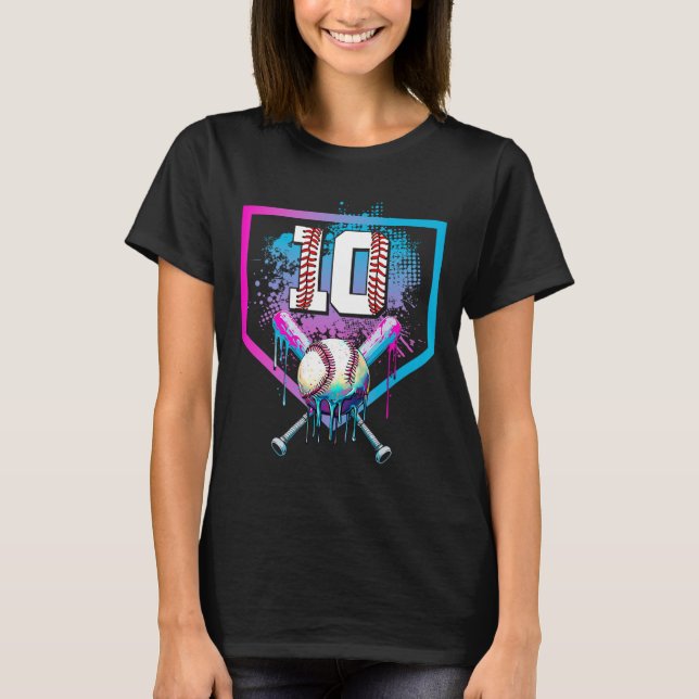 Bysebyll Drip 10-års födelsedags Home Plate Pojke  T Shirt (Framsida)