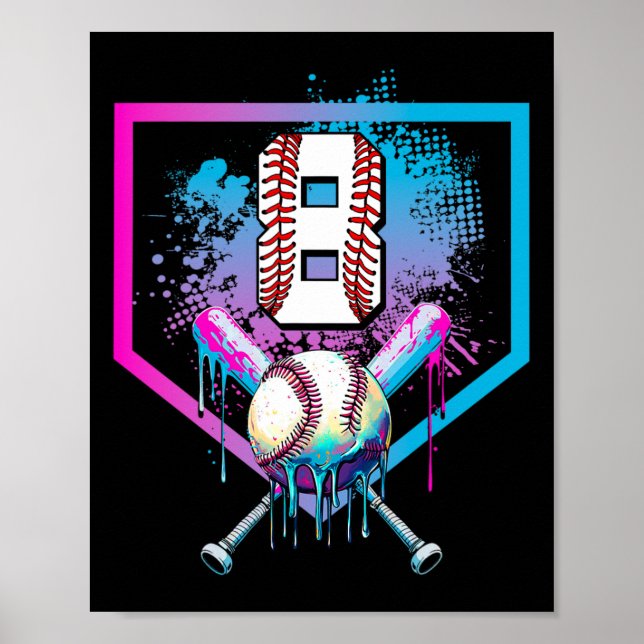 Bysebyll Drip 8-års Home Plate Pojkar Ungdom 8 Poster (Framsidan)