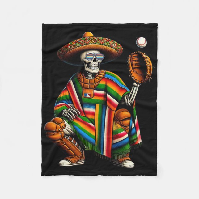 Bysebyll Skeleton Mexican Sombrero Cinco De Mayo B Fleecefilt (Framsidan)