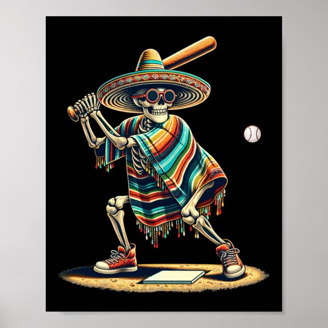 Bysebyll Skeleton Mexican Sombrero Cinco De Mayo Poster (Framsidan)