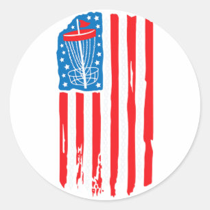 Byskekedjan "American Flagga Disk Golf" 4 juli m Runt Klistermärke
