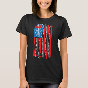 Byskekedjan "American Flagga Disk Golf" 4 juli m T Shirt