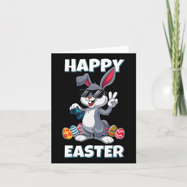 Bysket Gaming Bunny Gamer Påsk Bysket Kort (Framsida)