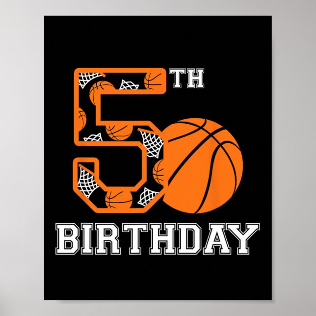 Bysketbyll Birthday 5 För barn Boys Girls 5 år Poster (Framsidan)
