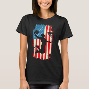 Bysketbyll Player American Flagga Vintage Manar Bo T Shirt