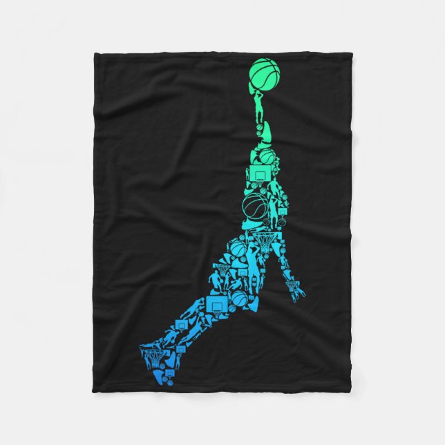 Bysketbyll Player Coach Dunking Kids Boys Manar Fleecefilt (Framsidan)