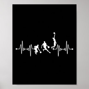 Bysketbyll Player Coach Team Bbyll Ekg-pulsslag Poster