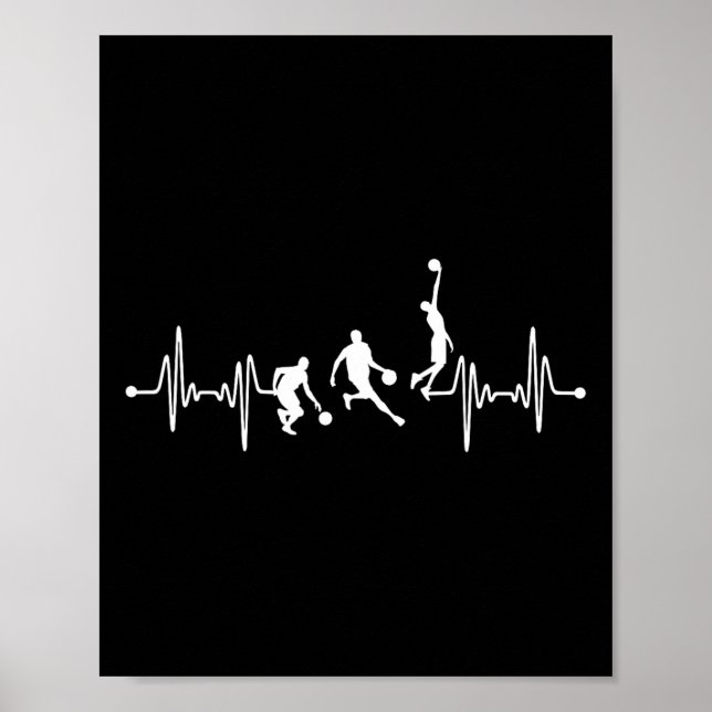 Bysketbyll Player Coach Team Bbyll Ekg-pulsslag Poster (Framsidan)
