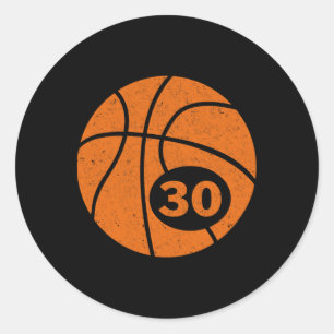 Bysketbyll Player Jersey Number 30, 30 Graphic Runt Klistermärke