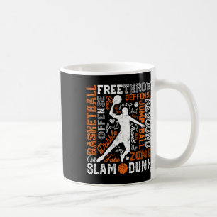 Bysketbyll Player Slam dunk Typography Ord Art VI Kaffemugg