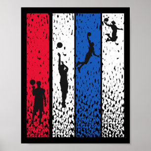 Bysketbyll Retro Vintage USA flagga Rött vitt blåt Poster