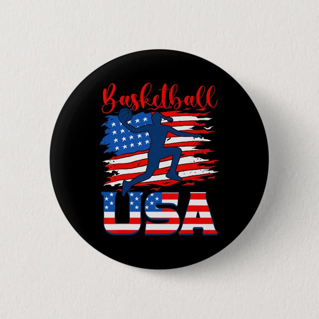 Bysketbyll Usa Player American Flagga Indepedence  Knapp (Framsida)