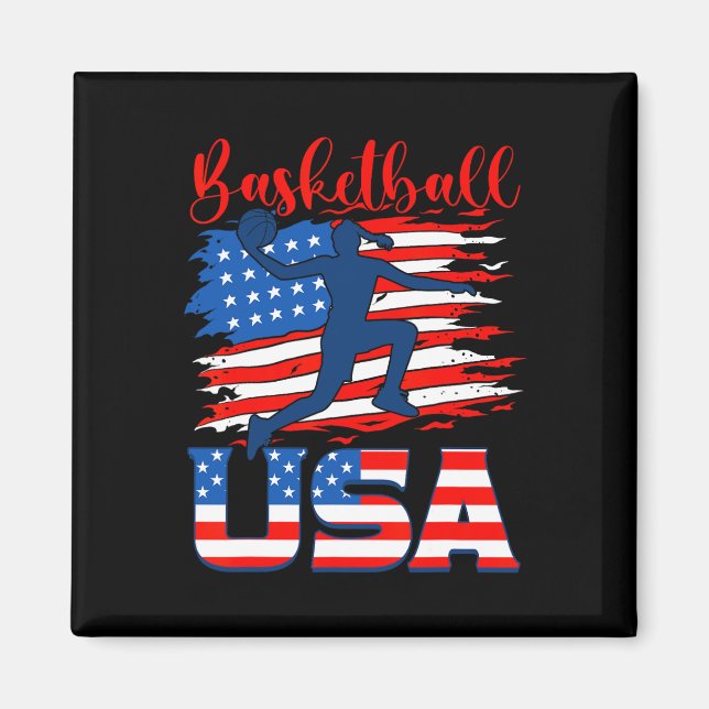 Bysketbyll Usa Player American Flagga Indepedence  Magnet (Framsidan)