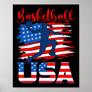 Bysketbyll Usa Player American Flagga Indepedence Poster